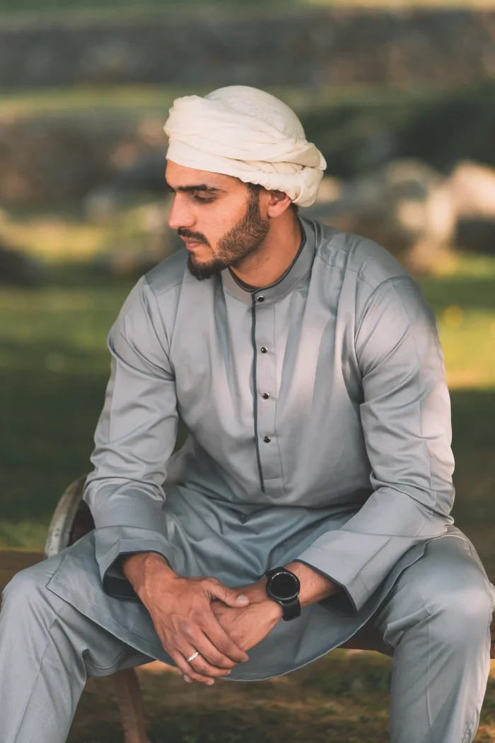 grey color kurta for men