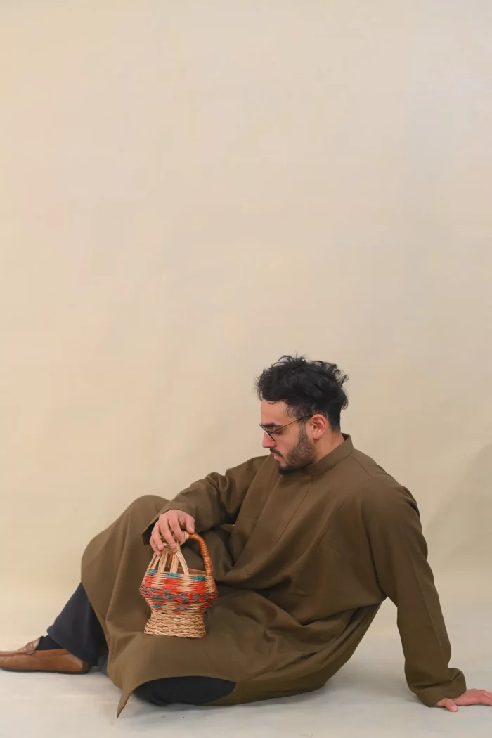 olive green pheran for men