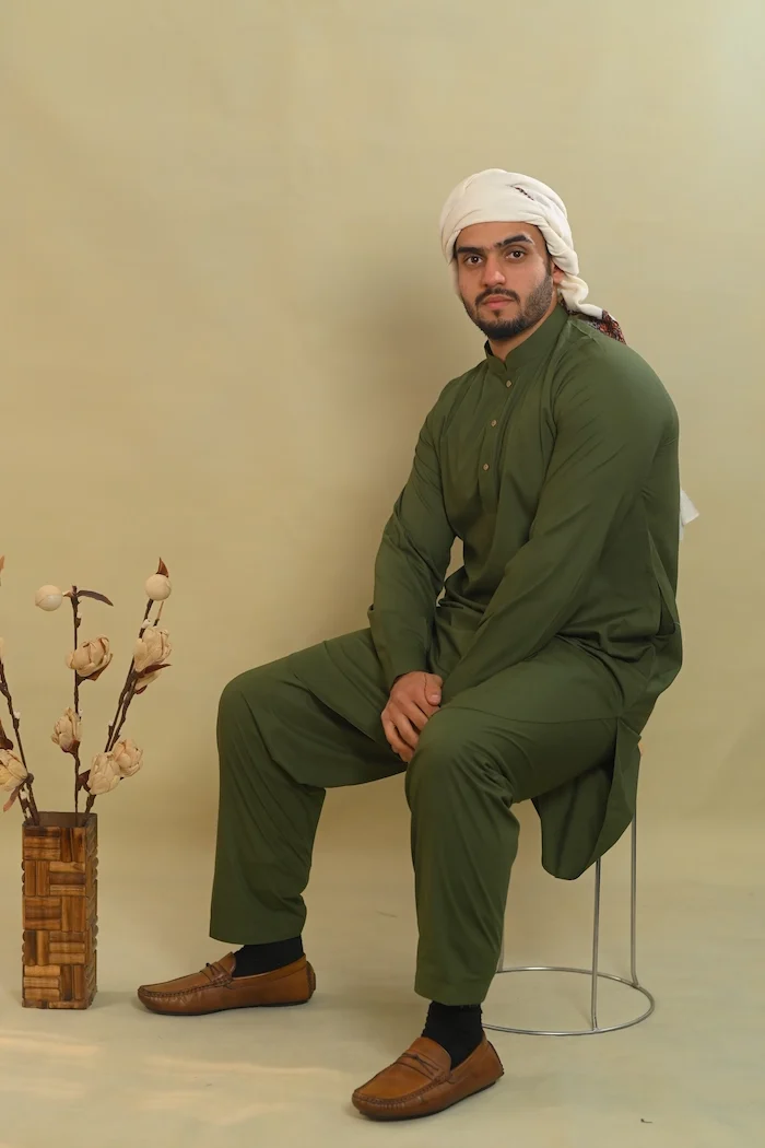 olive green premium kurta