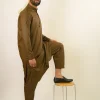 premium brown kurta with pajama for groom