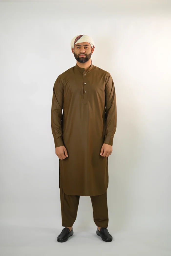 premium brown kurta with pajama for men