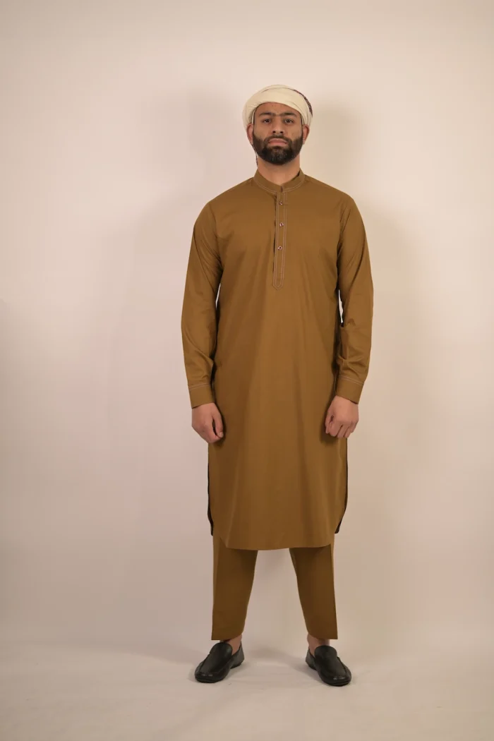 brown kurta pyjama