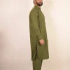 olive green kurta for men
