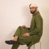 green simple kurta for males