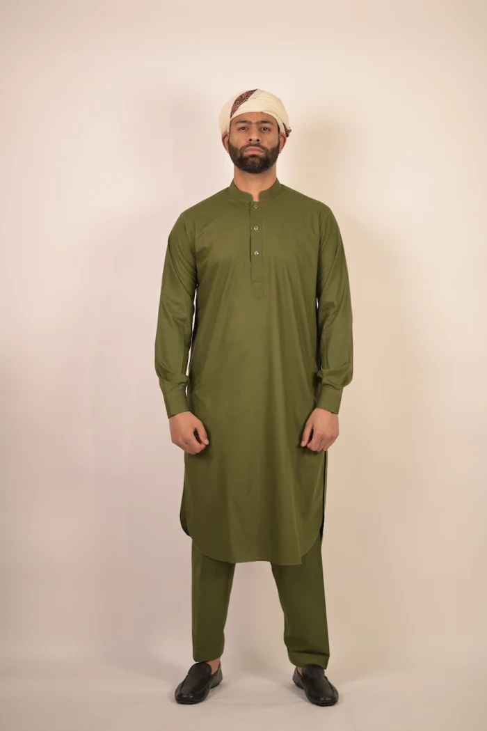 green simple kurta for boys