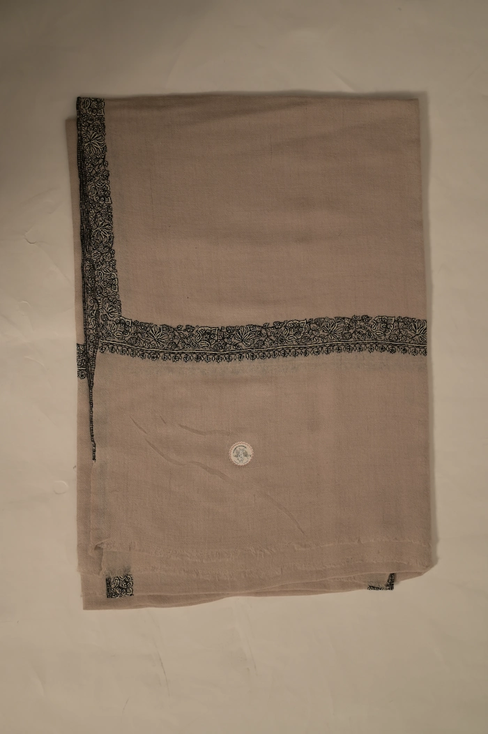 white pashmina with black embroidery