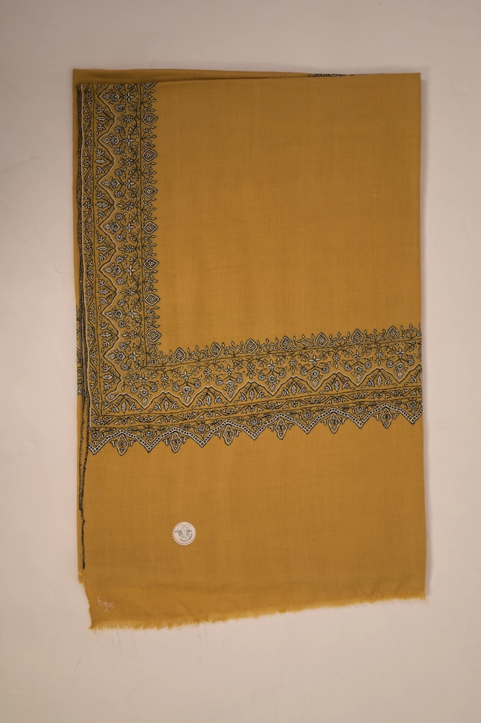 yellow pashmina shawl with embriodery