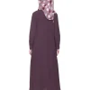 purple embroidered abaya for women