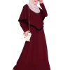 red crepe abaya for women
