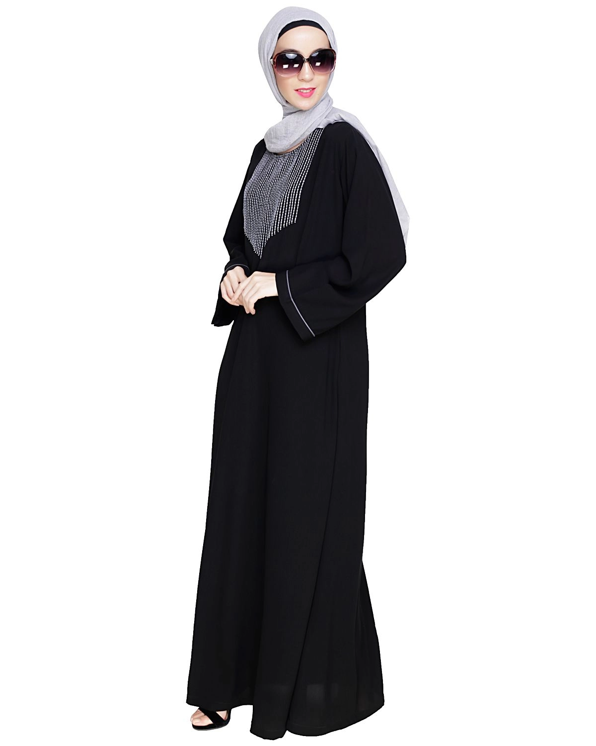 metal embroidery abaya for women