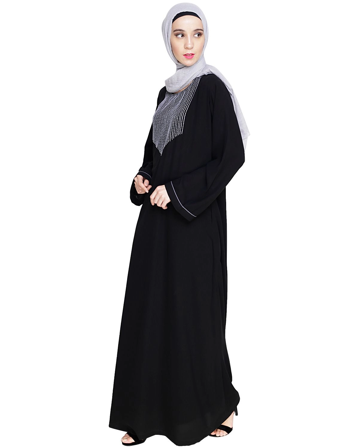 metal embroidery abaya for females