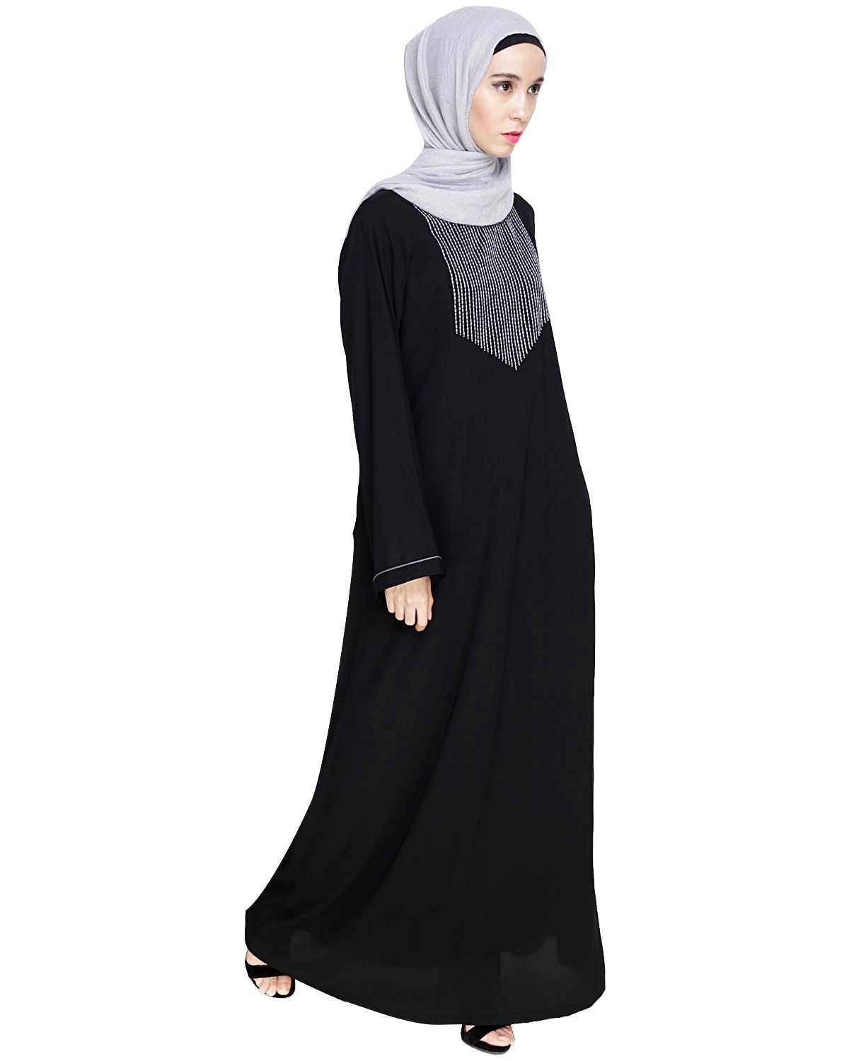 metal embroidery abaya