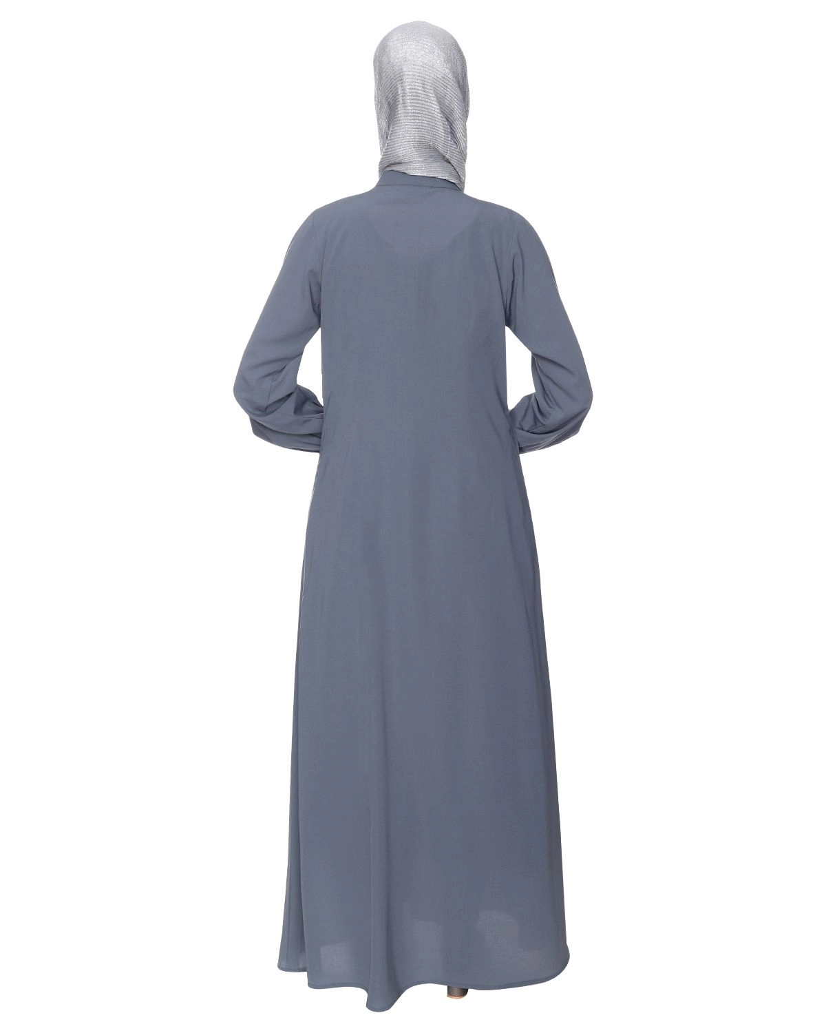 grey embroidered abaya