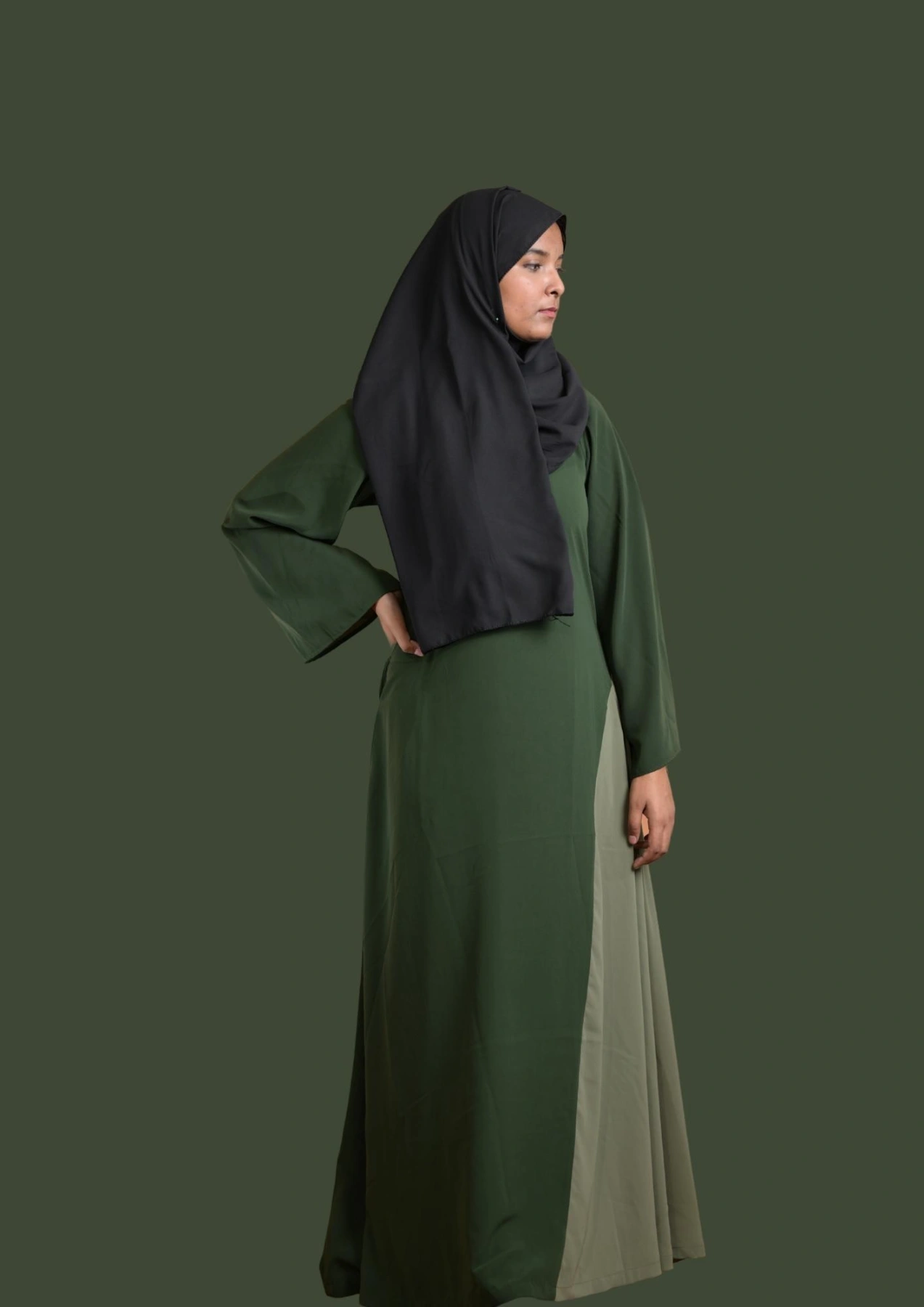 green casual abaya for women