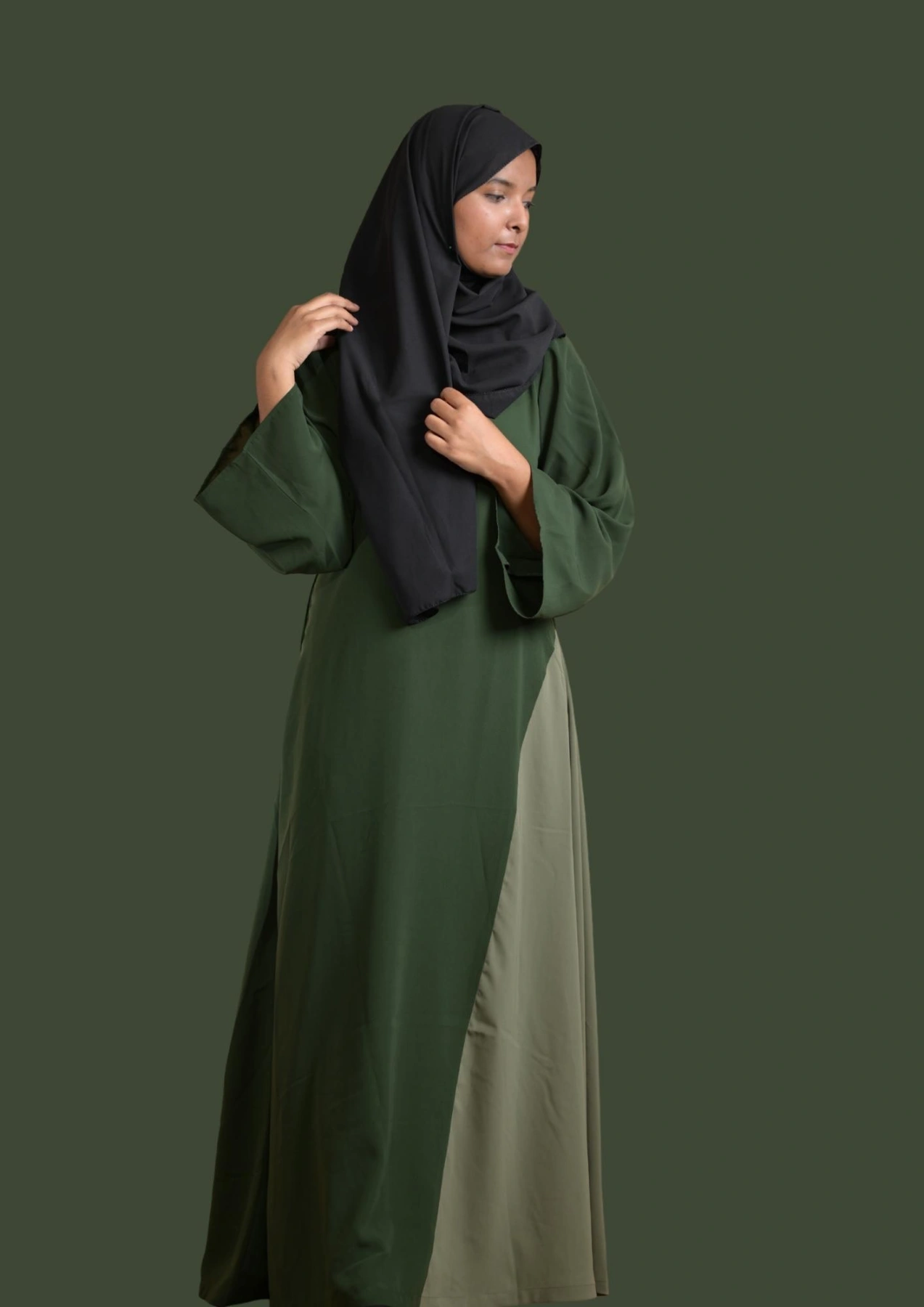 green casual abaya