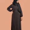 brown abaya with belt