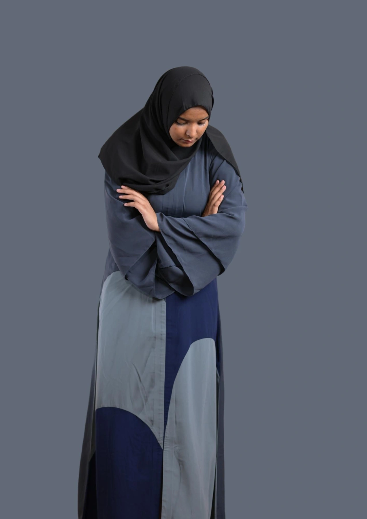 blue casual abaya