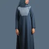 blue casual abaya
