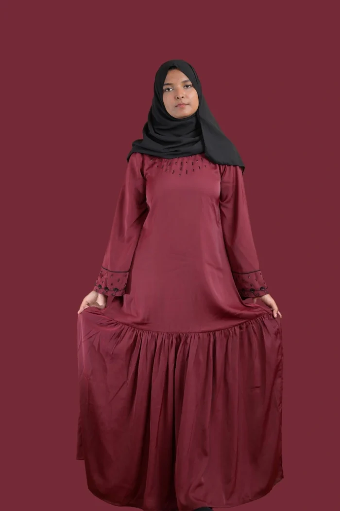 maroon abaya with embriodery
