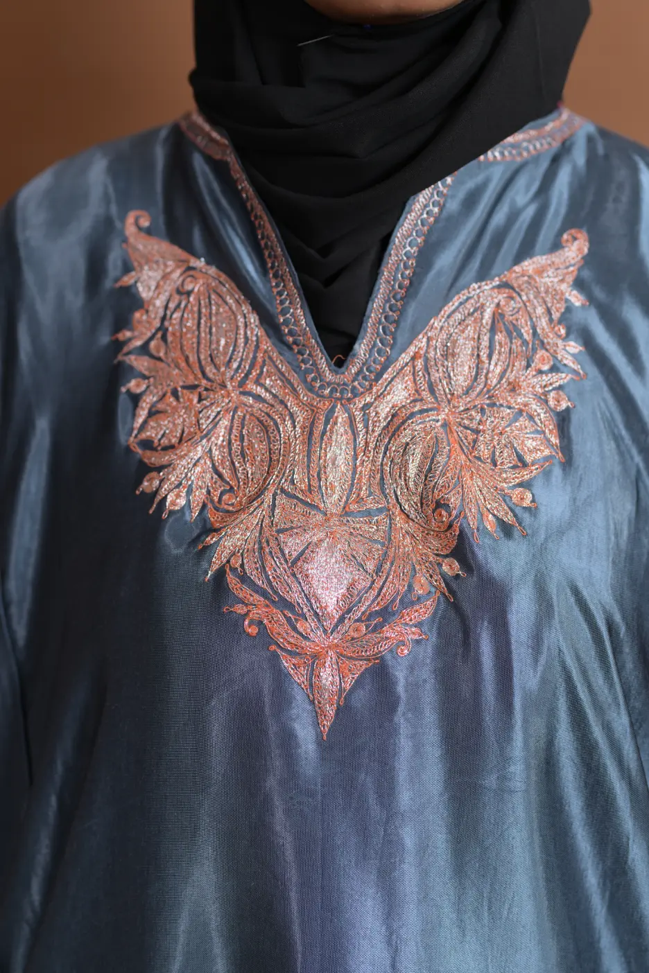 grey silk kashmiri feran