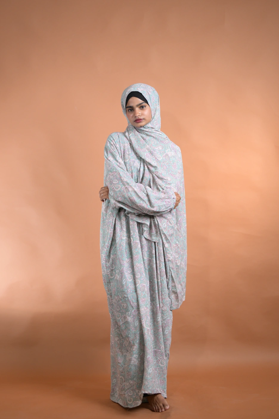 mint floral abaya for girls