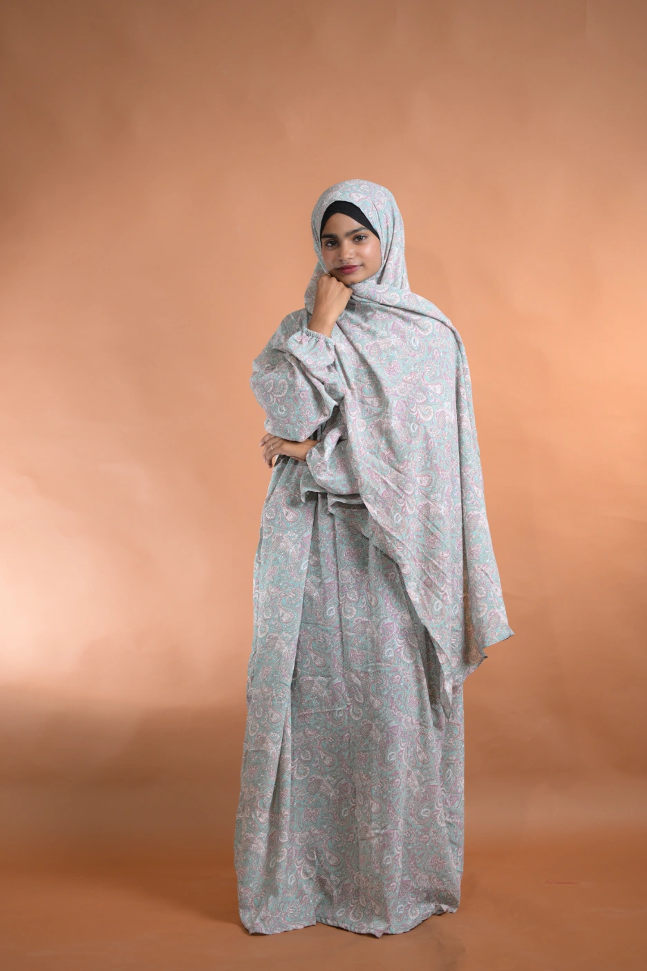 mint floral abaya
