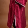 maroon silk feran with embriodery