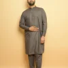 grey kameez shalwar by baraqah fashion for males