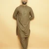 brown kameez shalwar by baraqah