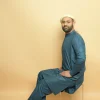 blue kameez shalwar by baraqah for man