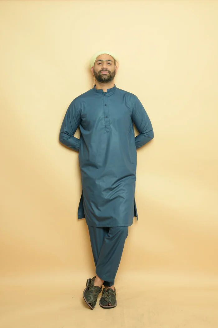 blue kameez shalwar by baraqah for gents