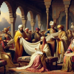 Mughal emperor wearing cashmere shawl