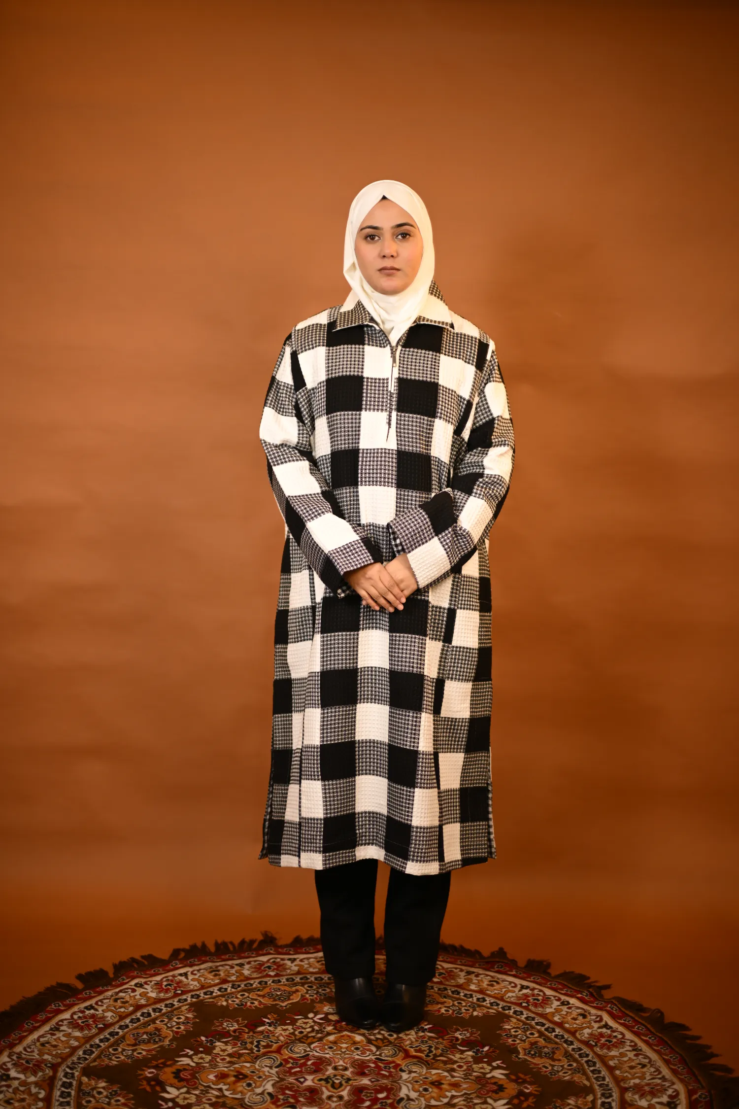 black check cashmere feran for females