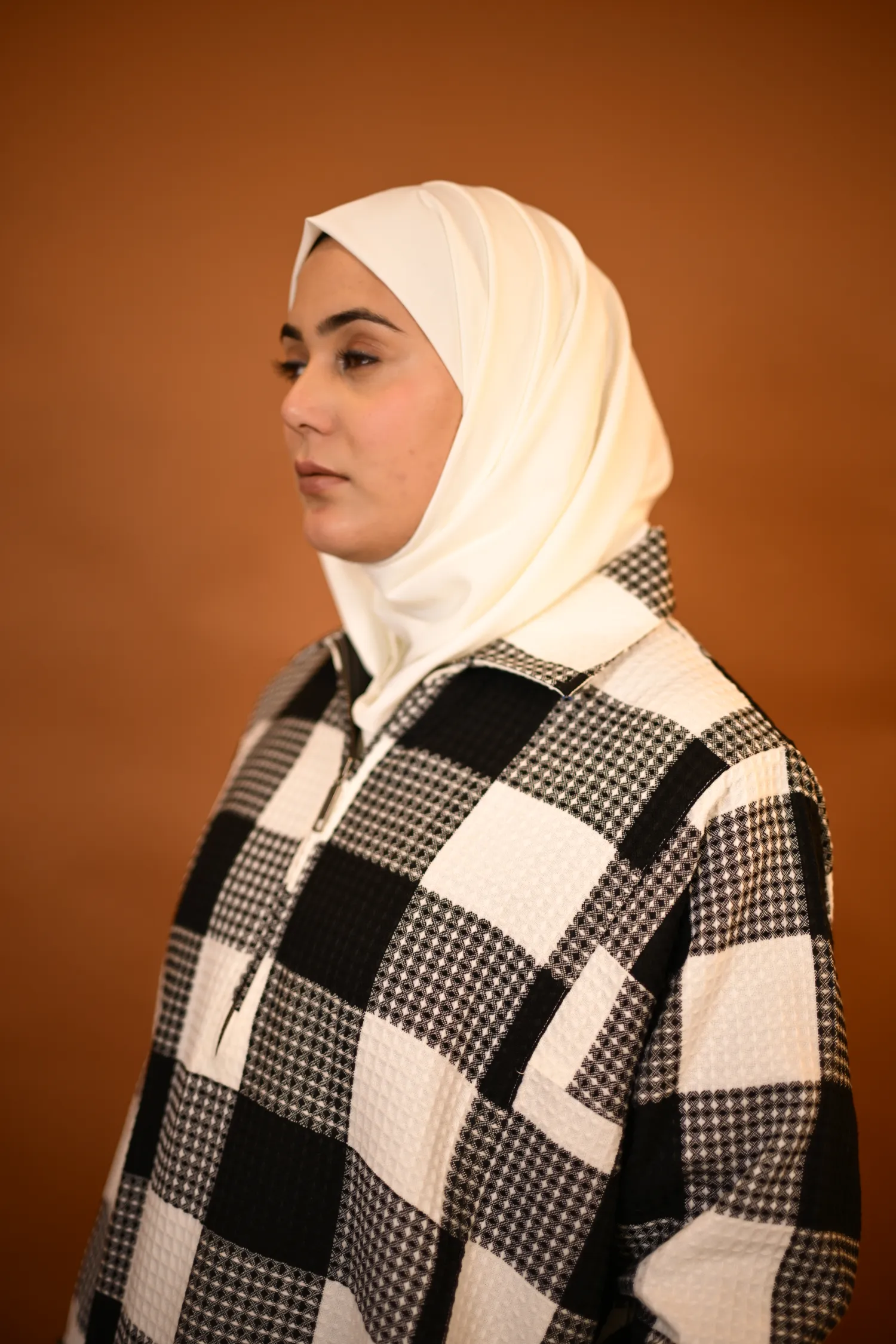 black checkered kashmiri firan for ladies