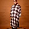 maroon checkered pheran for females