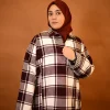 maroon check pheran for ladies