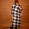 maroon check pheran for girls
