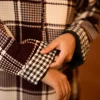 maroon check pheran for females