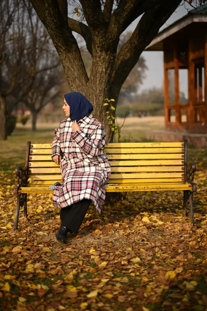 female checkered pheran 