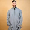 grey fleece pheran for men with inner lining