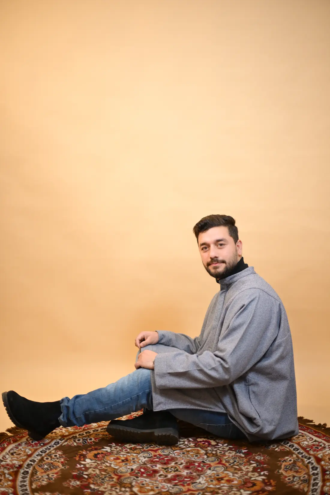 traditional kashmiri front closed long coat for man