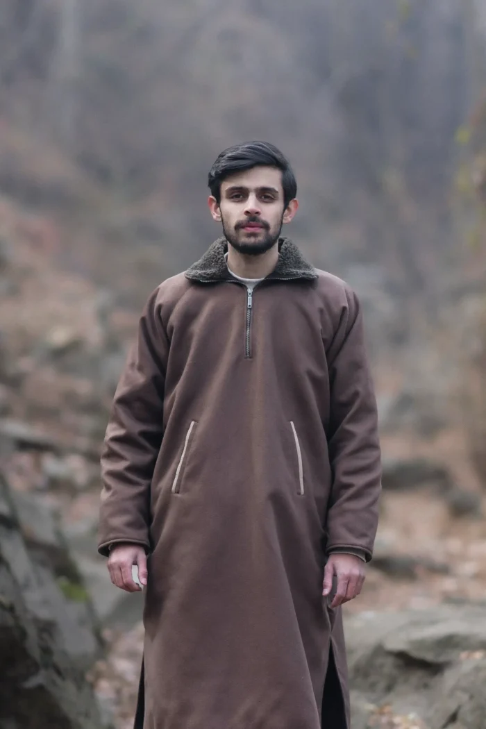 Brown Fleece Pheran with Raglan Shoulders