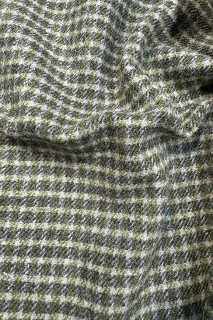 green checkered merino wool fabric