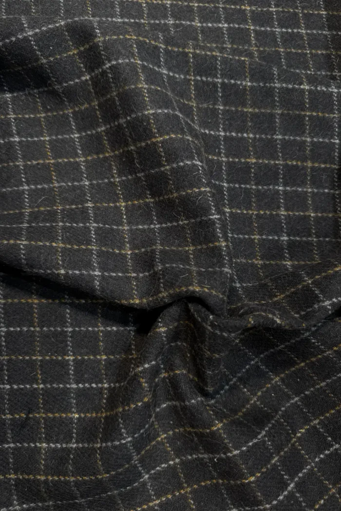 black checkered merino wool fabric