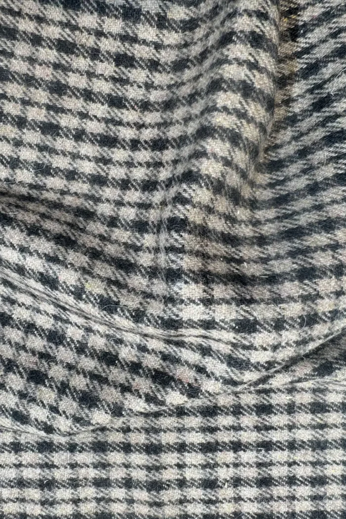 grey checkered merino wool tweed