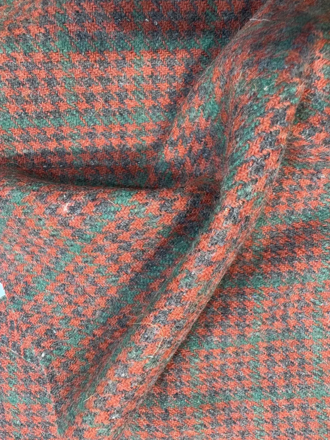 red checkered merino wool tweed fabric for blazer