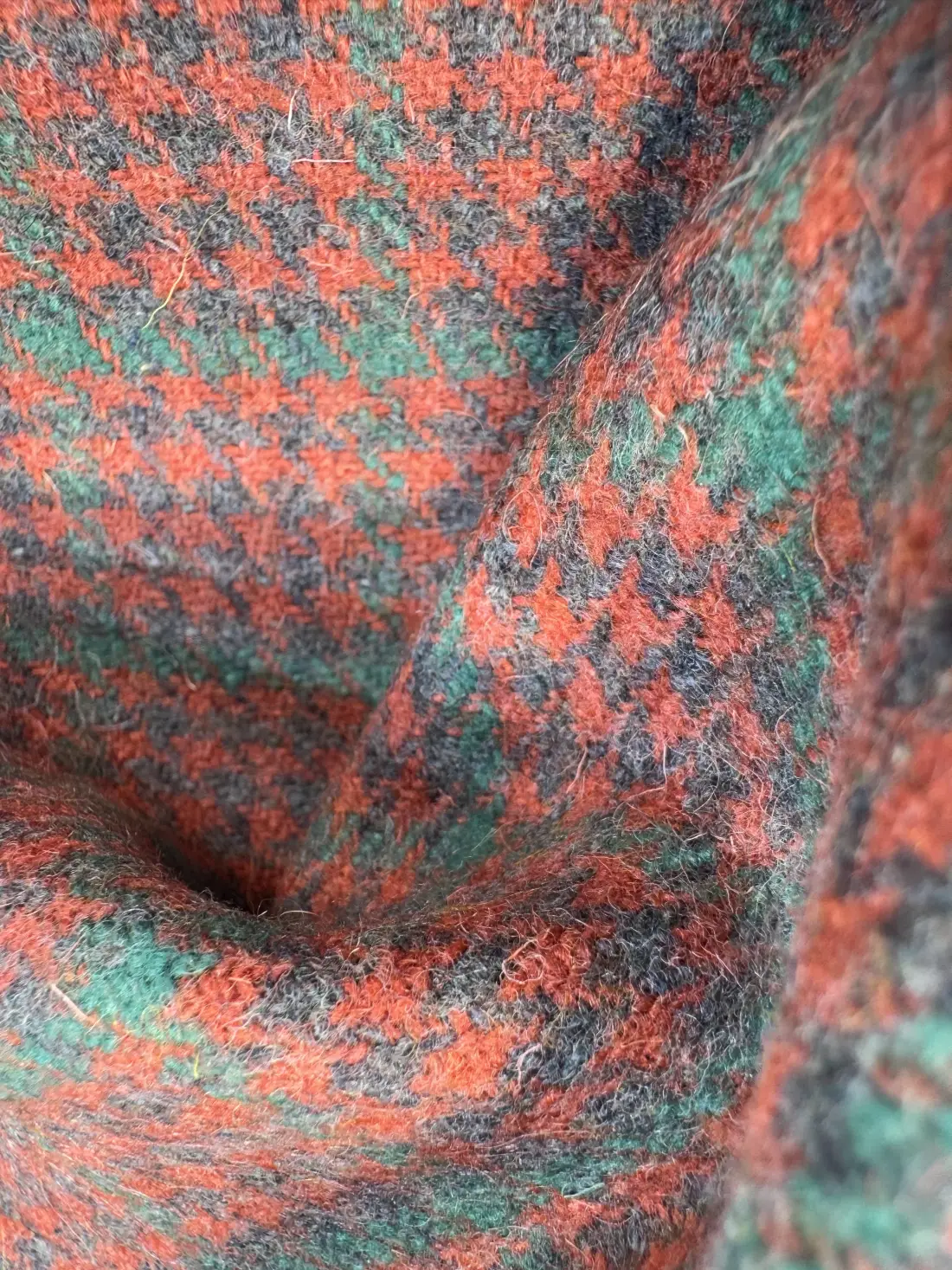 red checkered merino wool tweed fabric