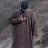 checkered brown pheran for men