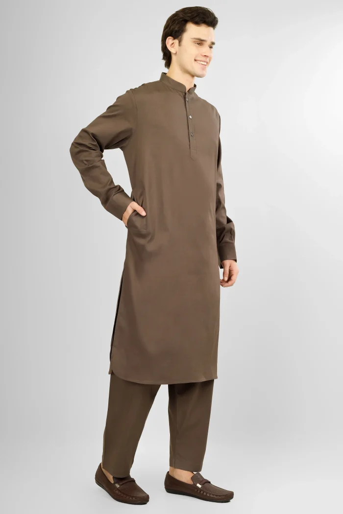 Elara Brown Lycra Cotton Kameez Shalwar
