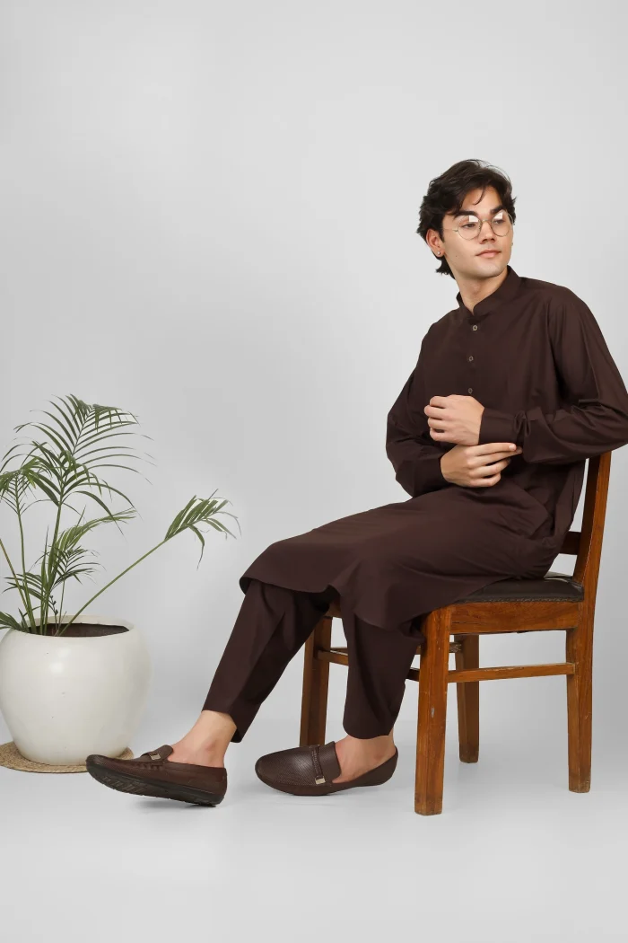 Rasheiq Coffee Brown Kameez Shalwar